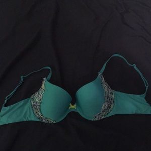 Blue bra with flower lace on sides
